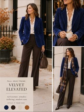 Vintage Royal Blue Velvet Blazer